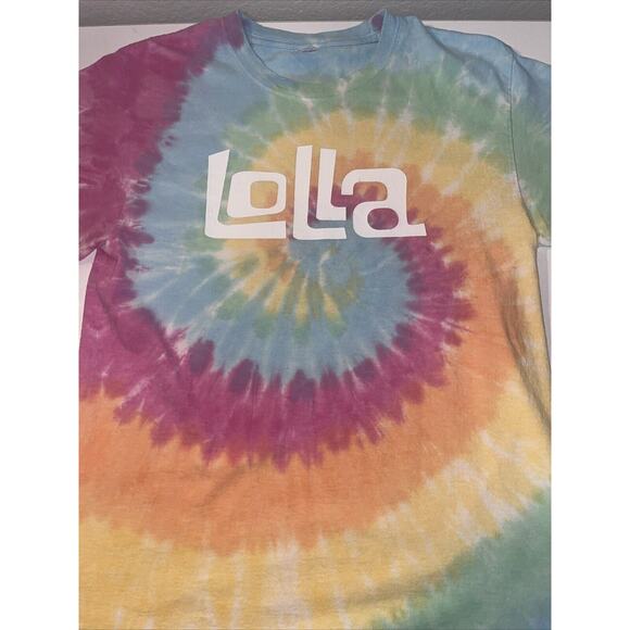 Lollapalooza 2019 Tie-Dyed Fest Lineup Shirt Med Large EUC Kacey Gambino Ariana - Picture 3 of 11